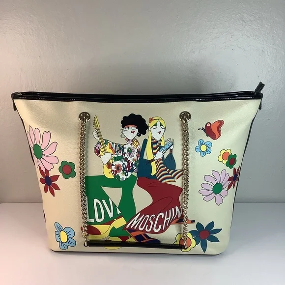 LOVE MOSCHINO PVC Large Tote Bag with Front Art design